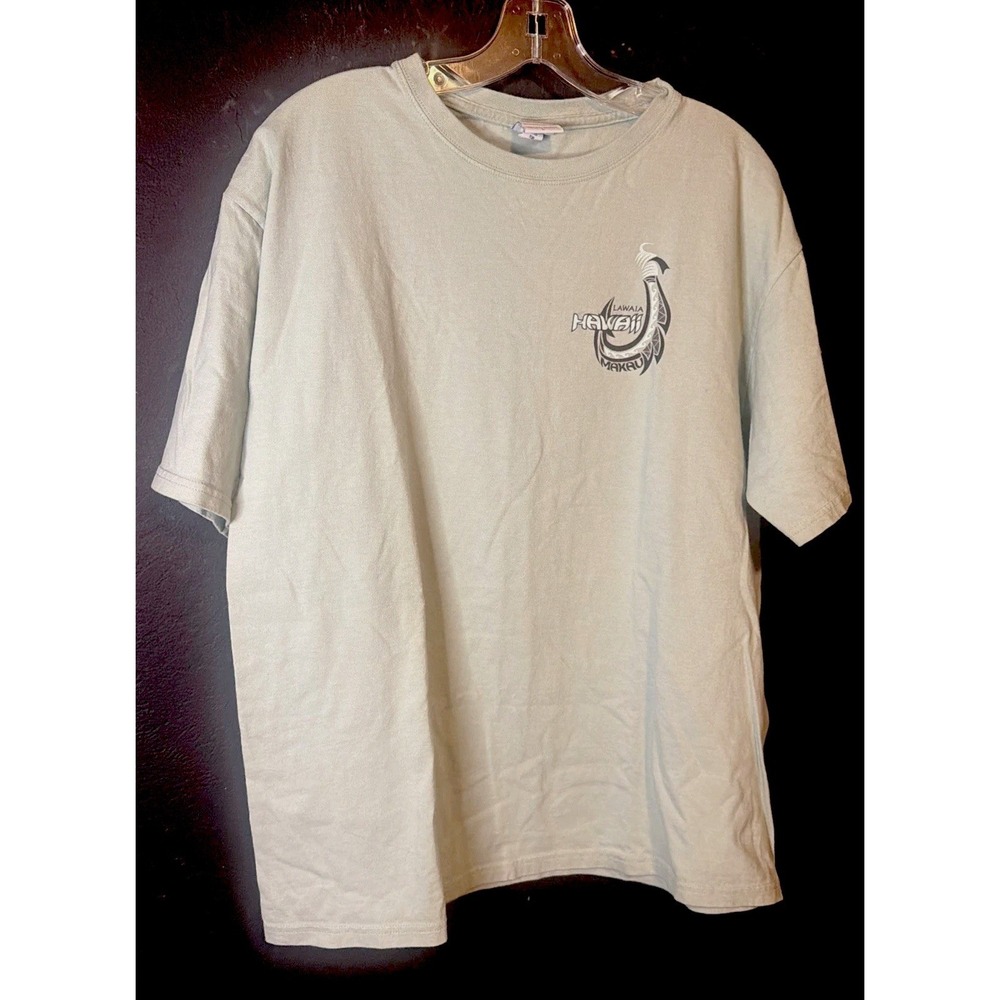 Crazy Shirts Hawaii Makau Fish Hook Turtle Graphic T Shirt Sage Green Size L